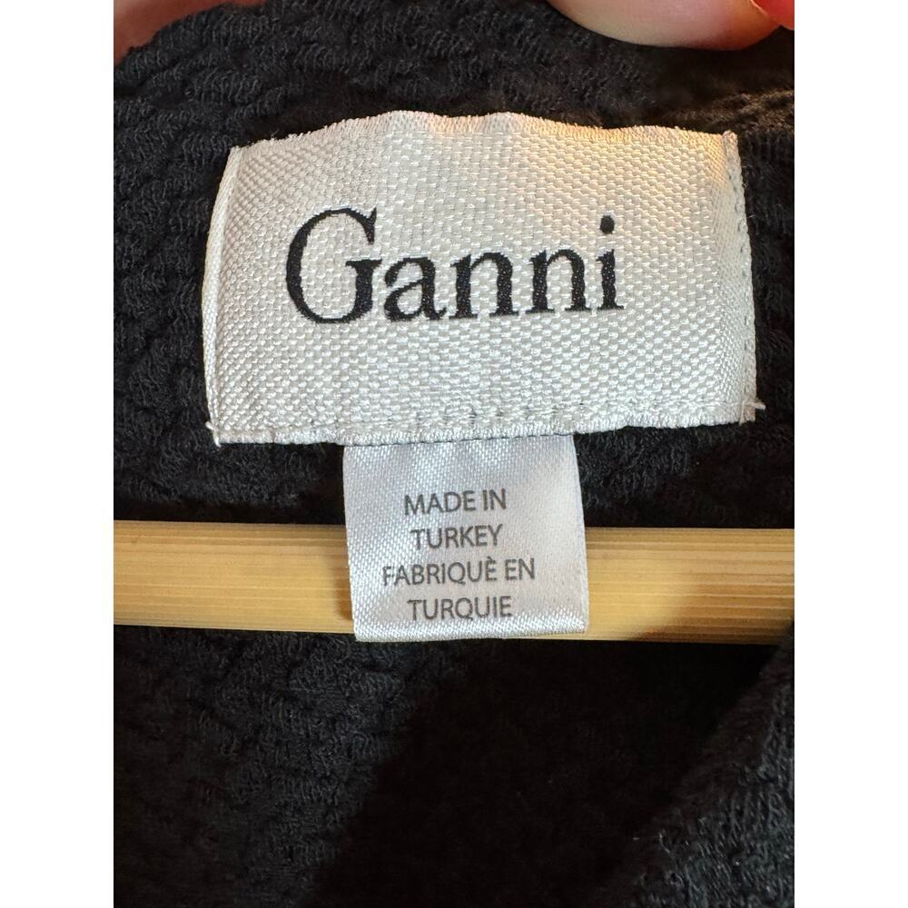 Ganni x Anthropologie Fulton Black Pleated Knit A-Line Cocktail Mini Dress Small - Picture 4 of 13